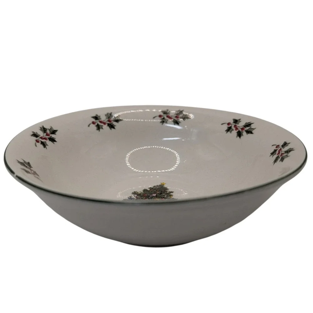 Gibson Noel Morning Soup Bowl Christmas Tree and Holly Holiday Vintage SEE